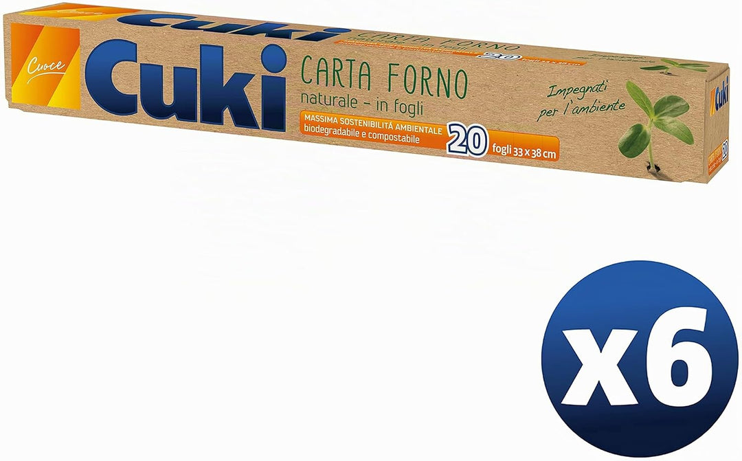 Cuki Naturpapier Backofen 33 x 38 cm - 6 Packungen mit je 20 Blatt