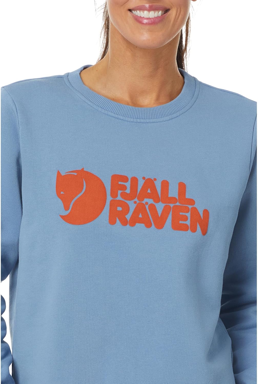 Fjällräven Damen Logo Sweater XS Dawn Blue-terracotta Brown, XS Dawn Blue-terracotta Brown