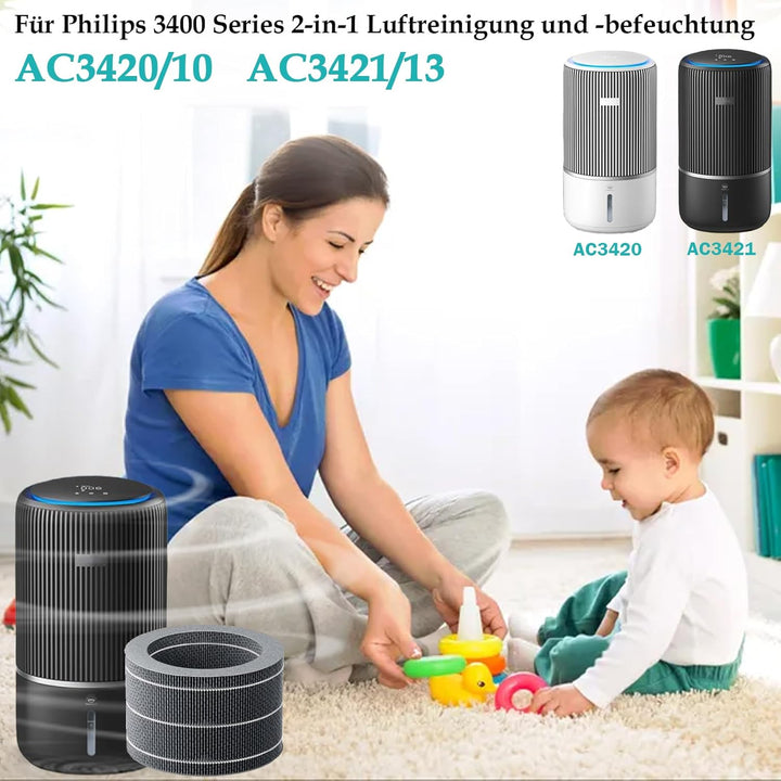 FY3401 Ersatzfilter für Philips 3400 Serie AC3420/10 AC3421/13 2-in-1 Luftreiniger und Luftbefeuchte