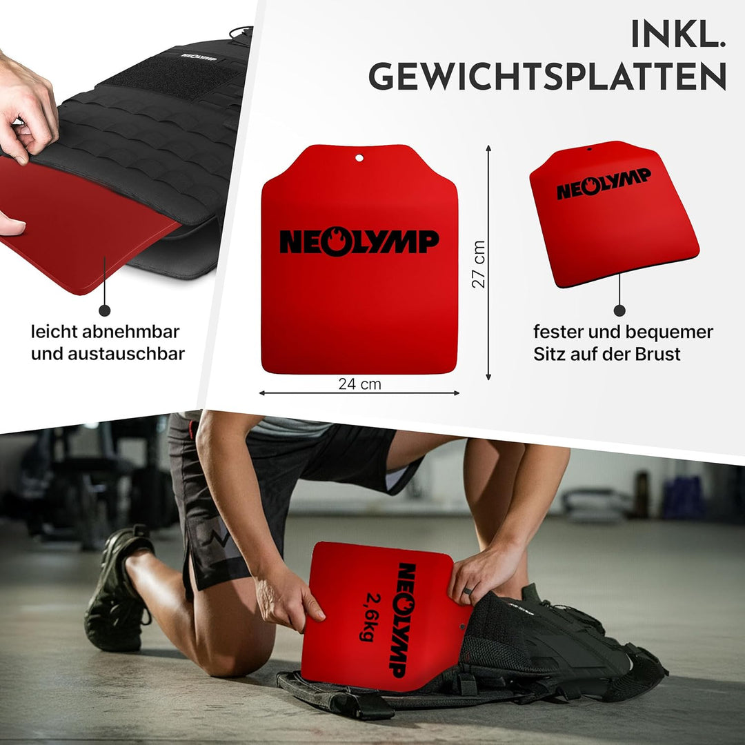 NEOLYMP Gewichtsweste – Unisex Weighted Vest – Plattenträger Weste mit Tasche – Kein Verrutschen – A