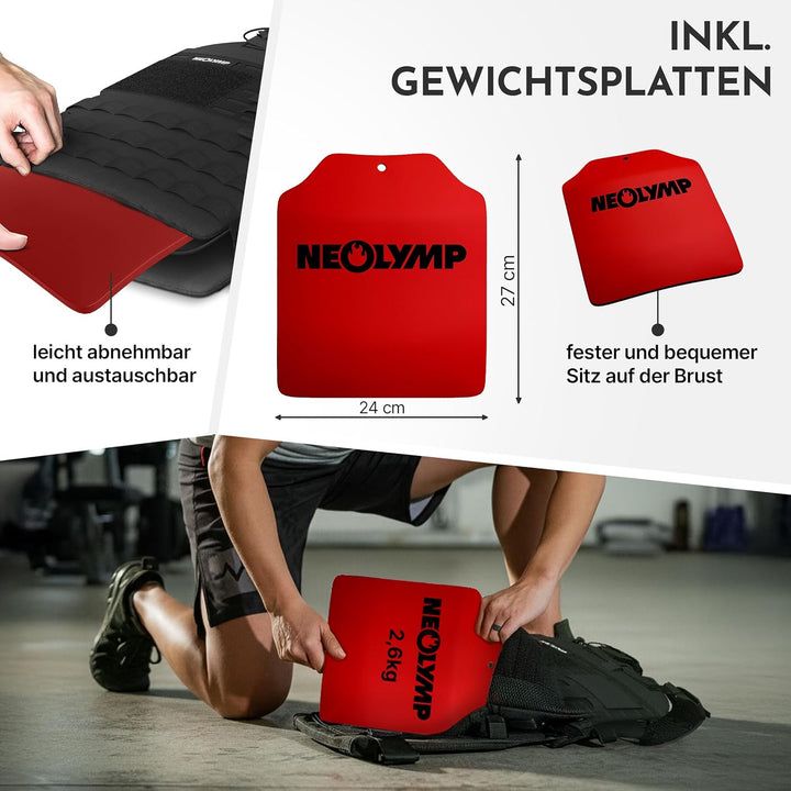 NEOLYMP Gewichtsweste – Unisex Weighted Vest – Plattenträger Weste mit Tasche – Kein Verrutschen – A