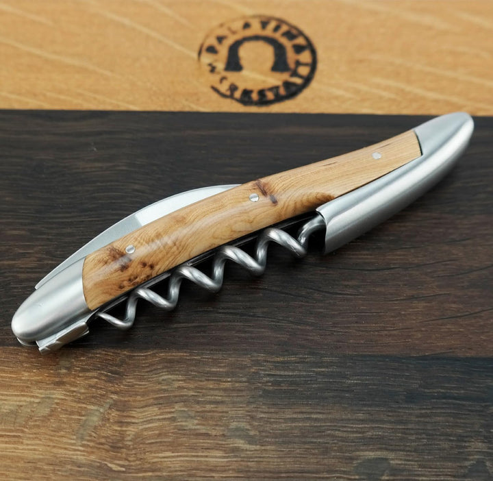 Forge de Laguiole Kellnermesser Sommelierbesteck - Griff Wacholder - Edelstahl matt inox+schwarzes L