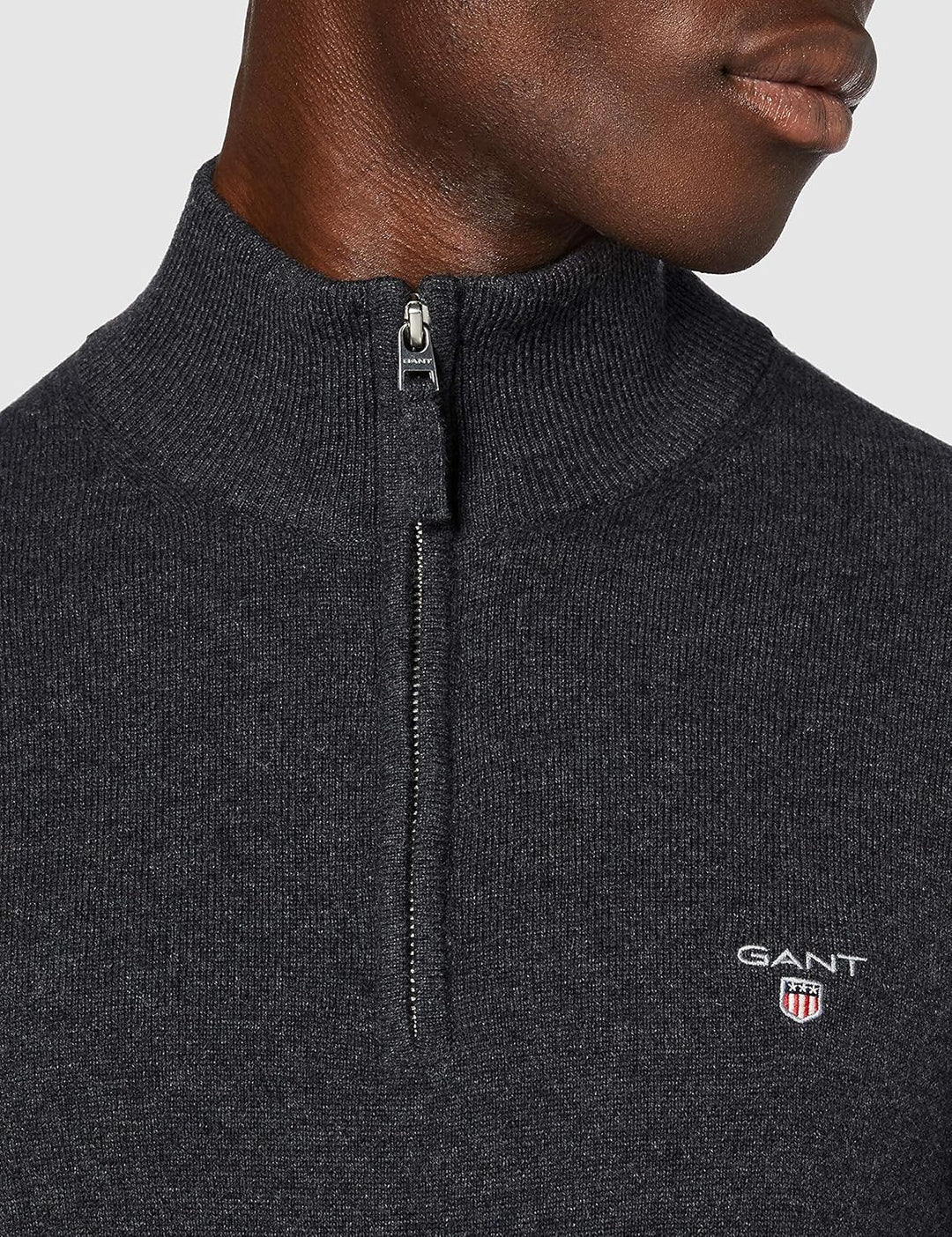 GANT Herren Superfine Lambswool Half Zip Strickjacke M Antracit Melange, M Antracit Melange
