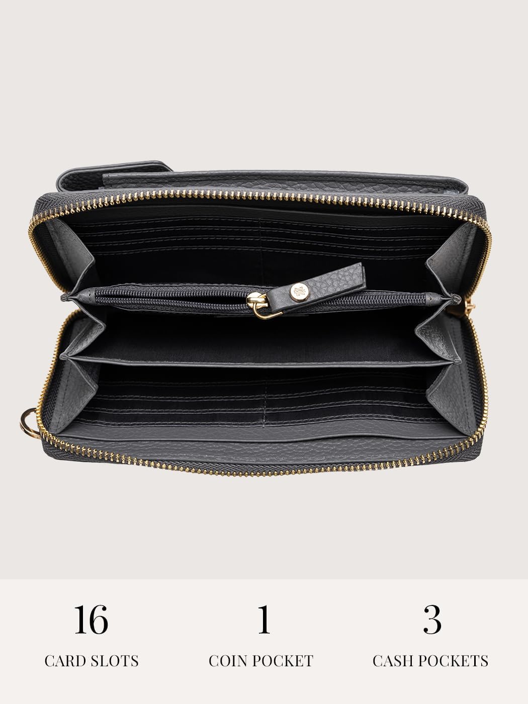 Lazarotti Bologna XL Leder Damen-Geldbörse & Handytasche (2-in-1) | 16 Kartenfächer | zum Umhängen m