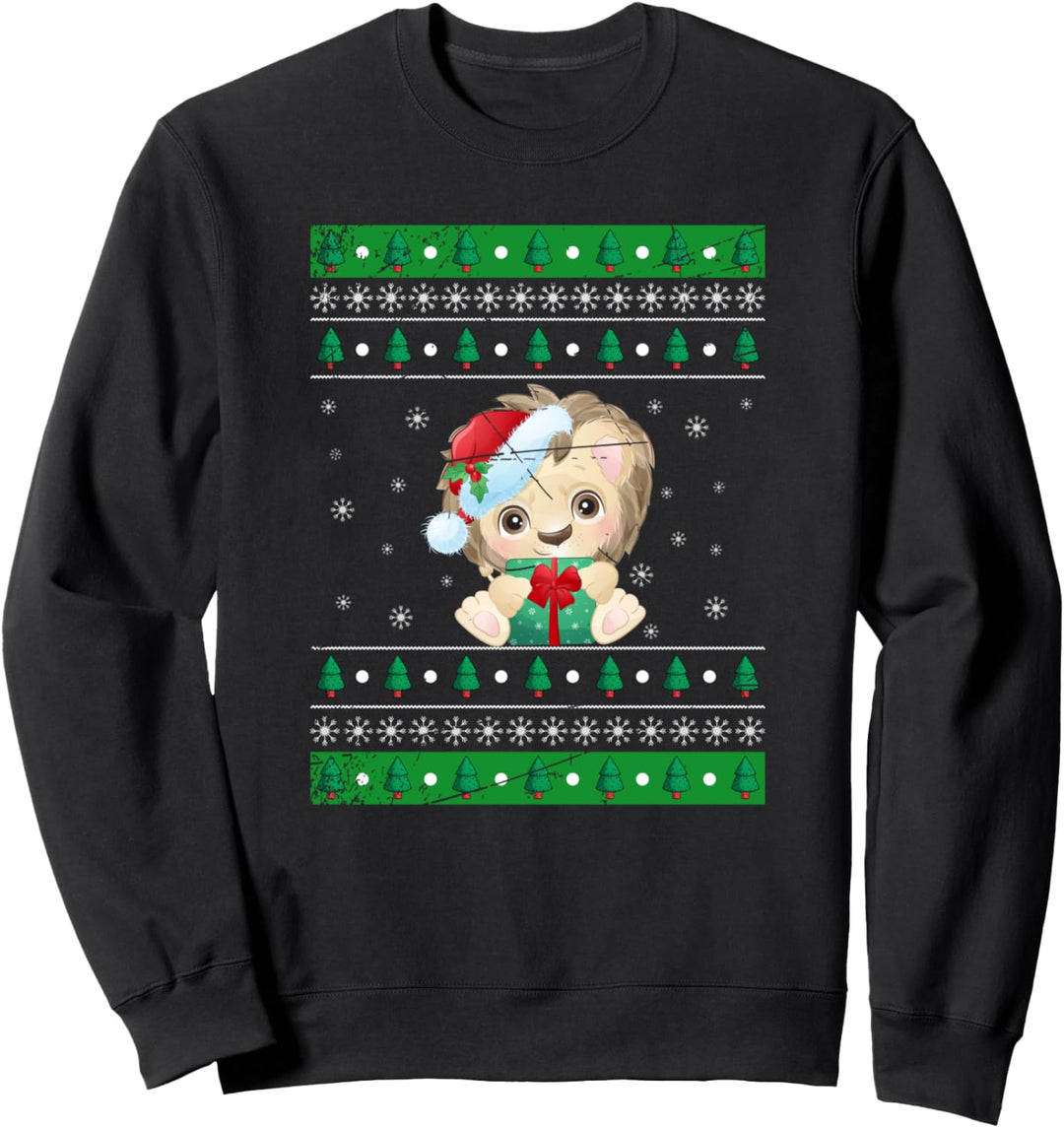 Weihnachten Geschenk Afrika Zoo Tier Ugly Christmas Löwe Sweatshirt