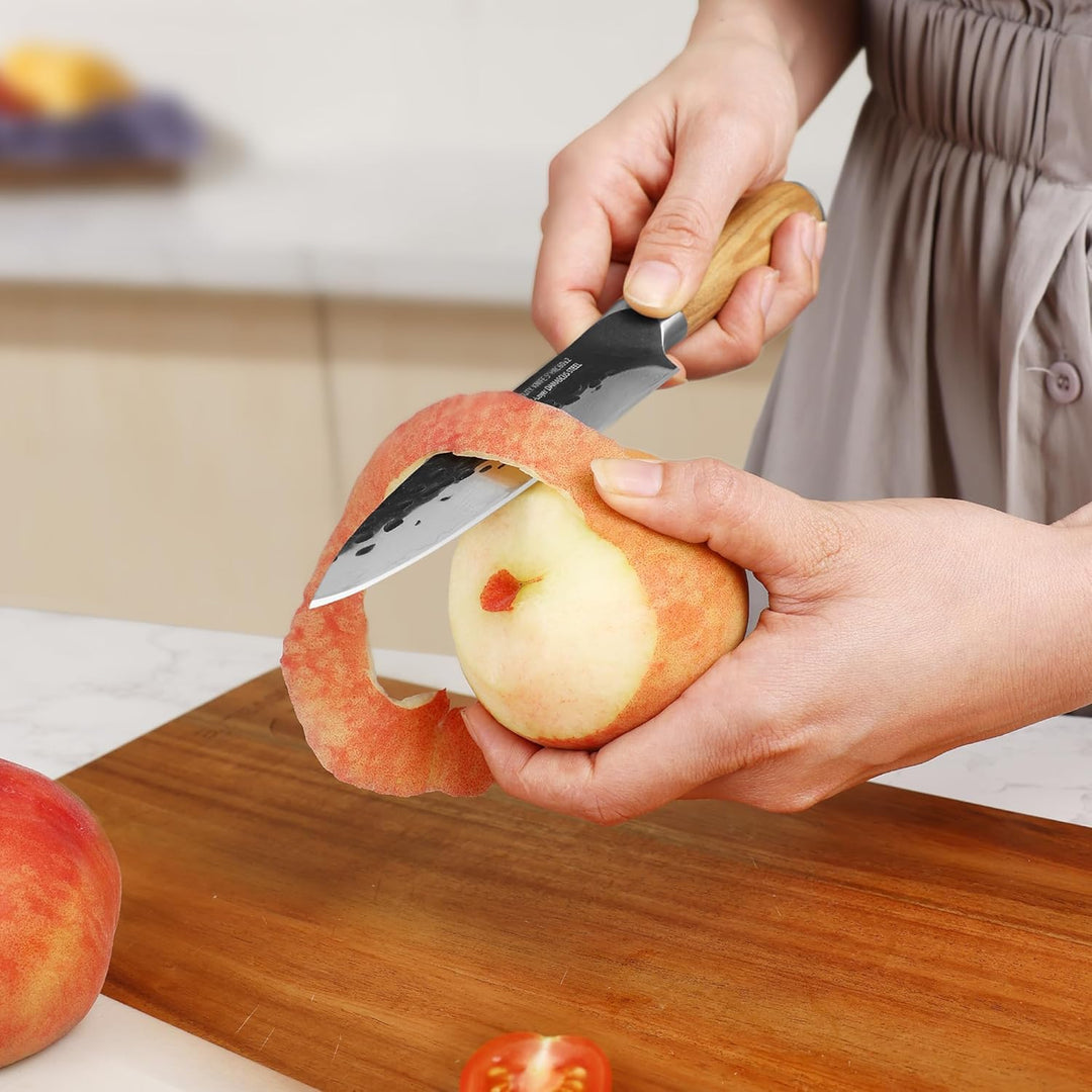 hecef Damastmesser Gemüsemesser Schälmesser 12.7 CM, Schärfer Küchenmesser klein, Allzweckmesser mit