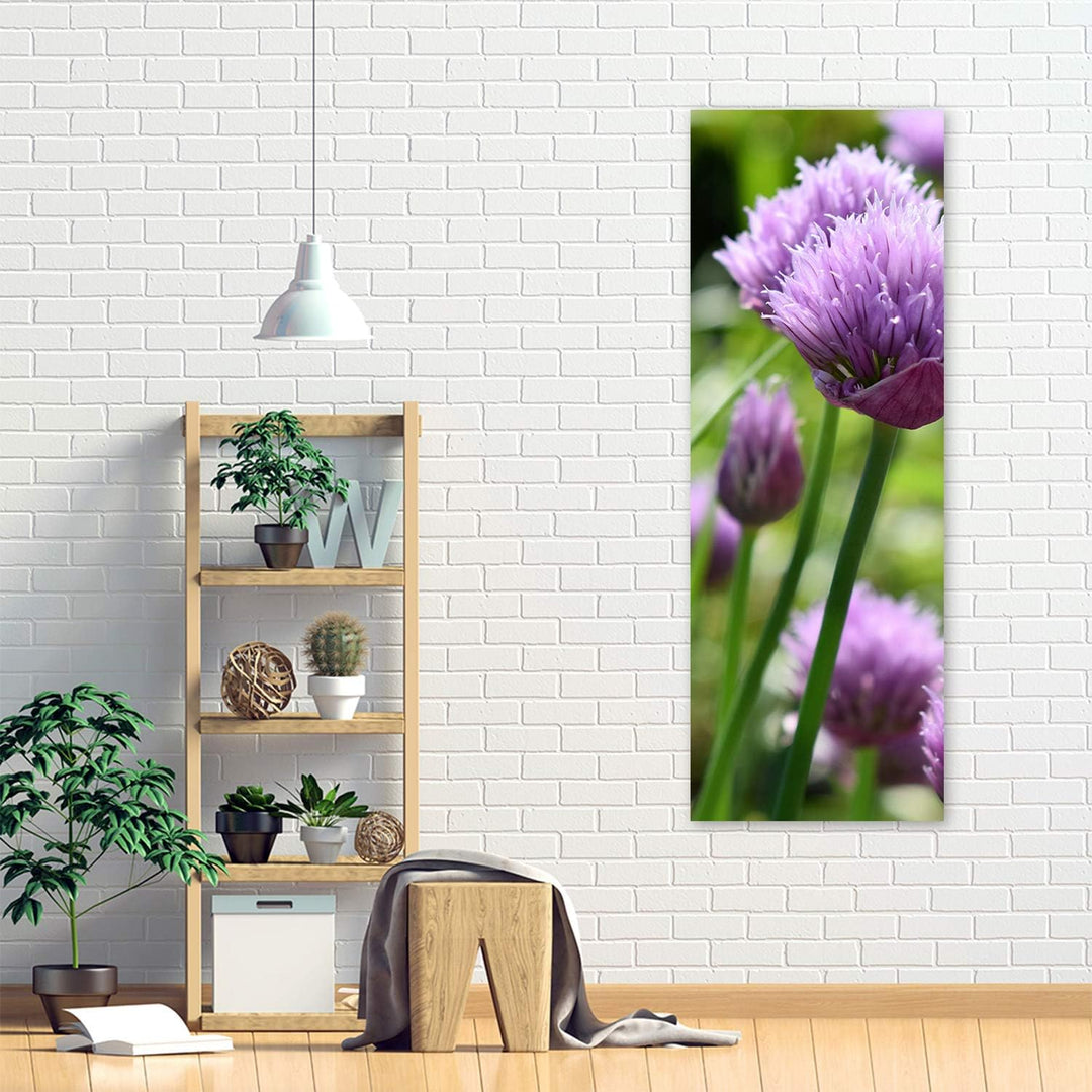 Leinwandbild XXL Garten Wandbild Kunst Blumen Violett 60x150 cm Leinwandbild 60x150 cm Violett_c, Le