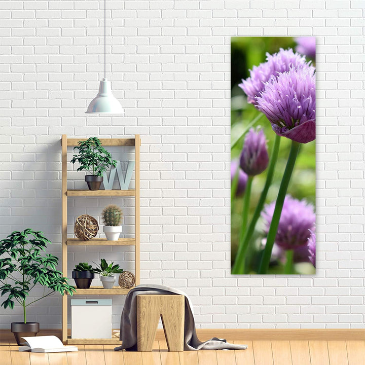 Leinwandbild XXL Garten Wandbild Kunst Blumen Violett 60x150 cm Leinwandbild 60x150 cm Violett_c, Le