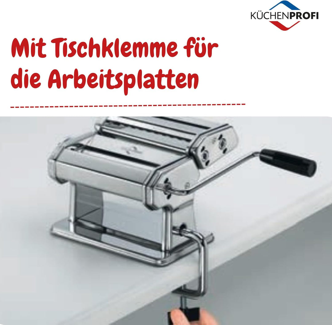 Küchenprofi Nudelmaschine Manuell Vitale | Pulverbeschichteter Edelstahl Rostfrei/Aluminium | Inkl.