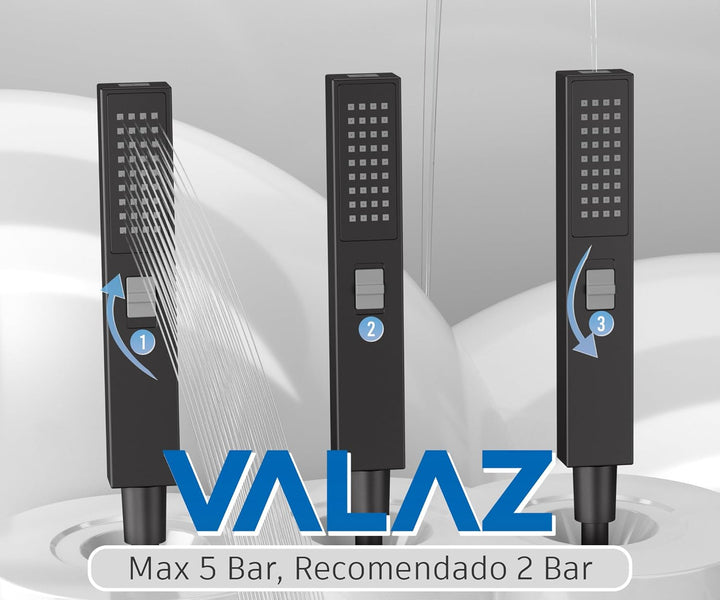 VALAZ Unterputz Duscharmatur Schwarz Matt | Duschsystem mit Regendusche Regeneffekt | 2-Wege-Einhebe