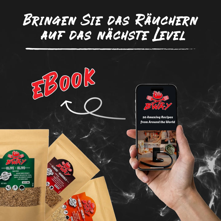 BWAY Kitchen Smoker Holz - Olive, Orange, Mandel, Zitronen, Walnuss und Eiche Räucherholz | Edle Hol