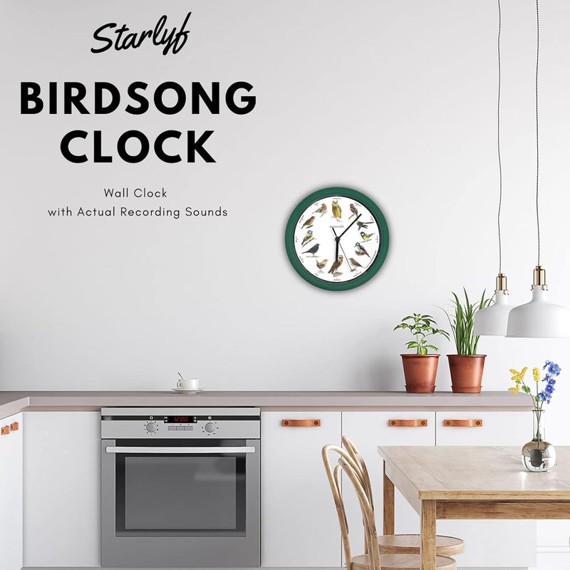 Wanduhr mit Vogelstimmen STARLYF Birdsong Clock, Wanduhr mit echten Klängen von 12 verschiedenen Vög