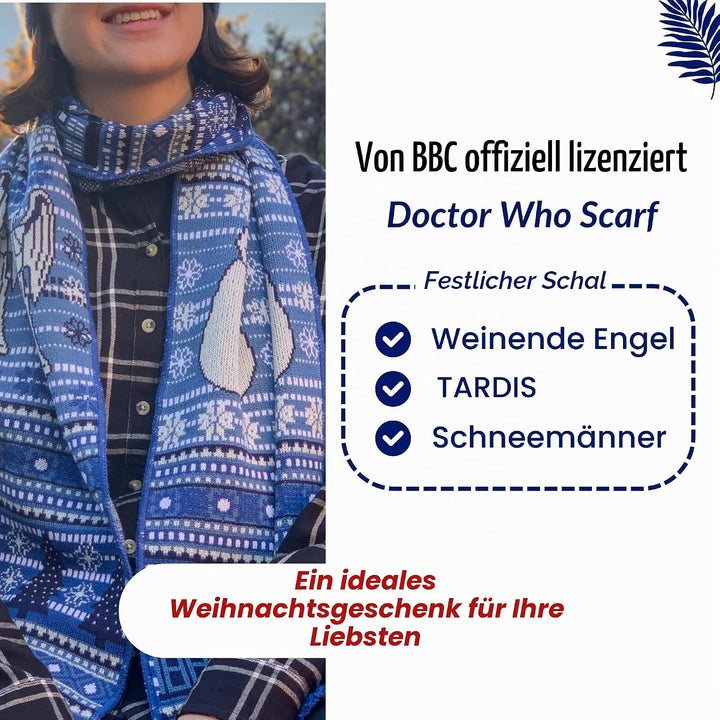 DOCTOR WHO Weihnachtsschal – Offizieller BBC Fanartikel Blau, Blau