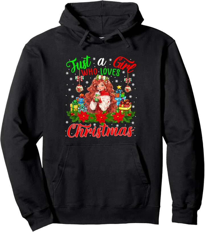 Just A Girl Who Loves Christmas Cute Woman Matching Family Pullover Hoodie