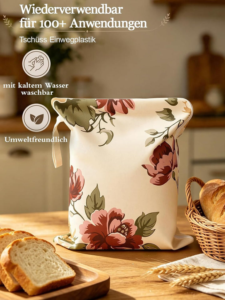 Weenkler Bienenwachs Brotbeutel 2er Set, wiederverwendbar 33x43cm, Rot
