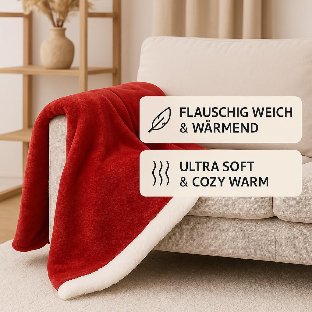 Betz Luxus Flanell Sherpa Kuscheldecke Flauschig Sofa Fleecedecke Verona - Wohndecke XXL Warm Sofade