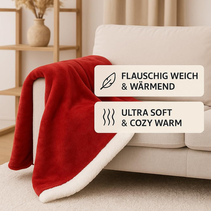 Betz Luxus Flanell Sherpa Kuscheldecke Flauschig Sofa Fleecedecke Verona - Wohndecke XXL Warm Sofade