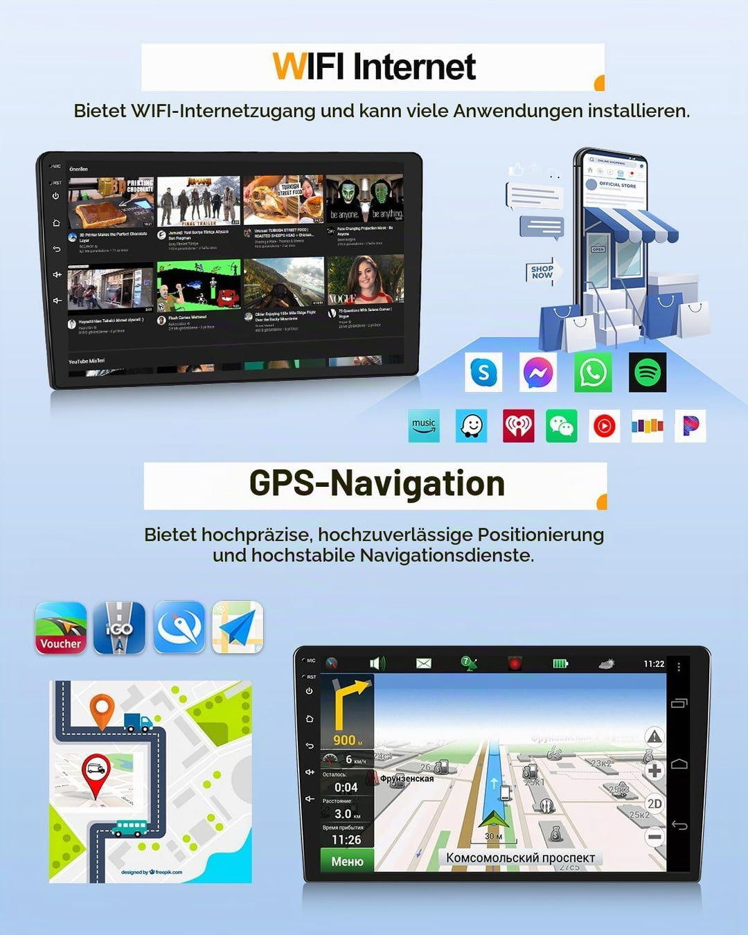 CAMECHO 2G+64G Android 13 Autoradio mit Navi für Hyundai i10 (2007-2013),Doppel Din Autoradio mit Ca