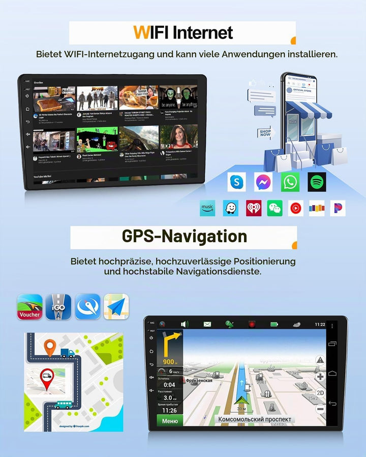 CAMECHO 2G+64G Android 13 Autoradio mit Navi für Hyundai i10 (2007-2013),Doppel Din Autoradio mit Ca