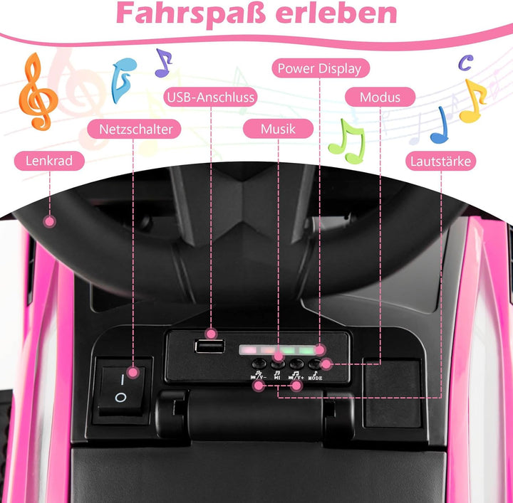 GOPLUS 3 in 1 Rutschauto, Lamborghini Schiebauto mit abnehmbarem Universalrad, USBs, Musik, Stauraum