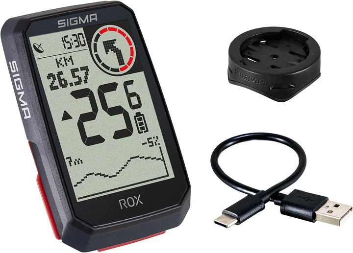 SIGMA SPORT ROX 4.0 Black | Fahrradcomputer kabellos GPS & Navigation inkl. GPS Halterung | Outdoor