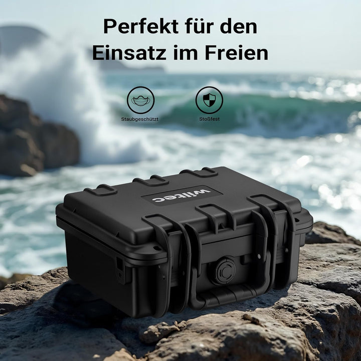 Wiltec Universalkoffer 25 x 21,8 x 11,3 cm, wasserdichter Transportkoffer, Schutzkoffer aus PP und G