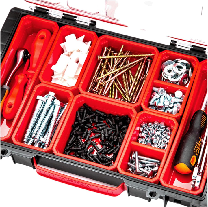 QBRICK Sortimentskasten Kleinteilemagazin – 450 x 295 x 80 mm – Premium Sortierkasten Wekzeugbox mit