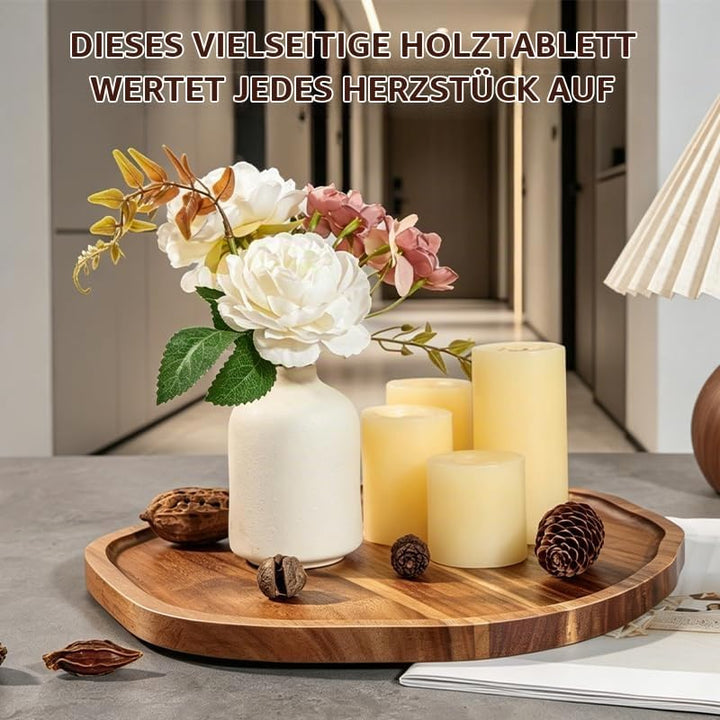 2er-Pack Akazienholz Serviertablett – 30 cm unregelmässig rustikales Käsebrett für Käse, Fleisch, Ob