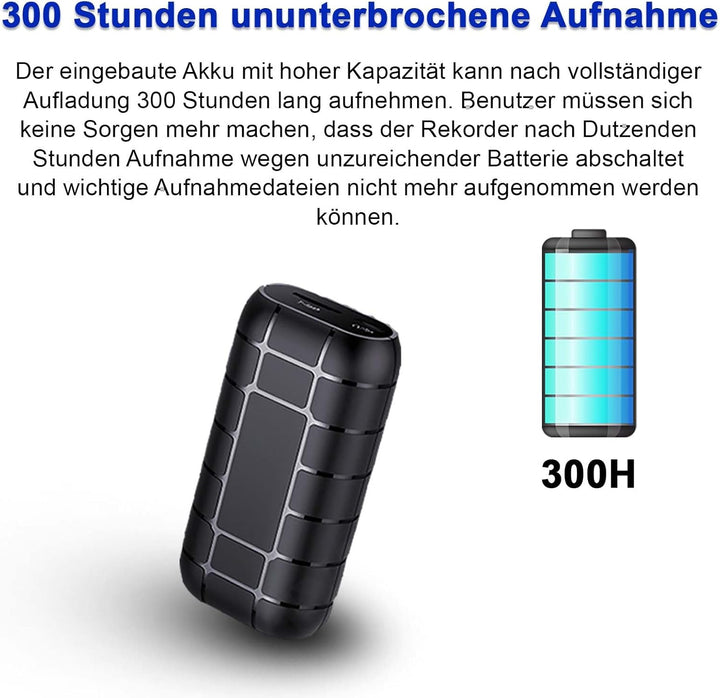 12 Tage Lange Akkulaufzeit, 128 G magnetischer sprachaktivierter Rekorder, 2000 Stunden Aufnahmekapa