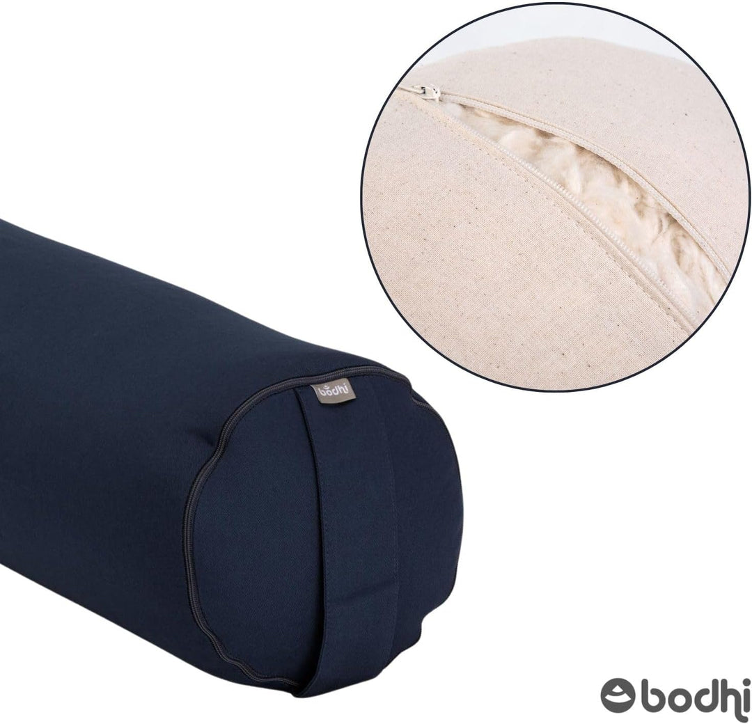 Bodhi Yoga Bolster | ECO Serie | Yogarolle mit Kapok-Füllung | Waschbarer Bezug aus 100% Bio-Baumwol
