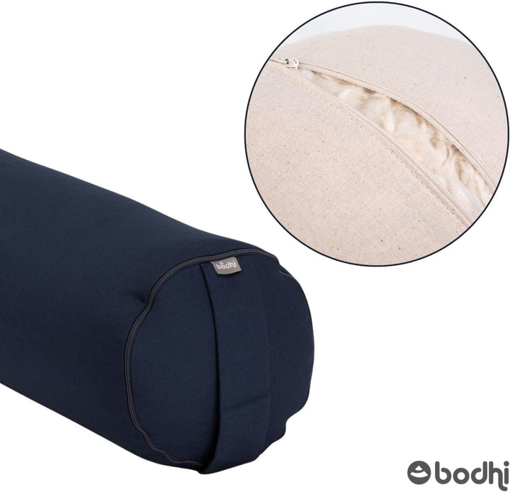 Bodhi Yoga Bolster | ECO Serie | Yogarolle mit Kapok-Füllung | Waschbarer Bezug aus 100% Bio-Baumwol