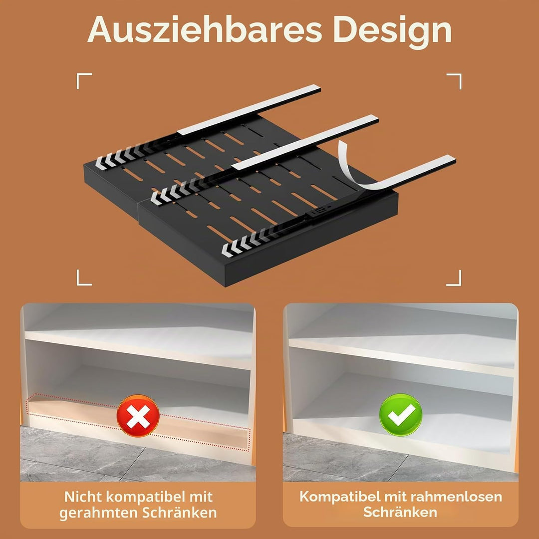 WIMEORS 2 Stück Ausziehbarer Schrank-Organizer, erweiterbar (32 cm - 51,8 cm),Teleskopschublademit S