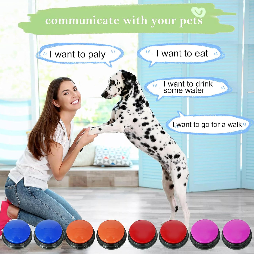 Gelabur Set von 8 Hunde-Tasten für die Kommunikation, Sprachaufzeichnbare Taste, Hunde Training spre
