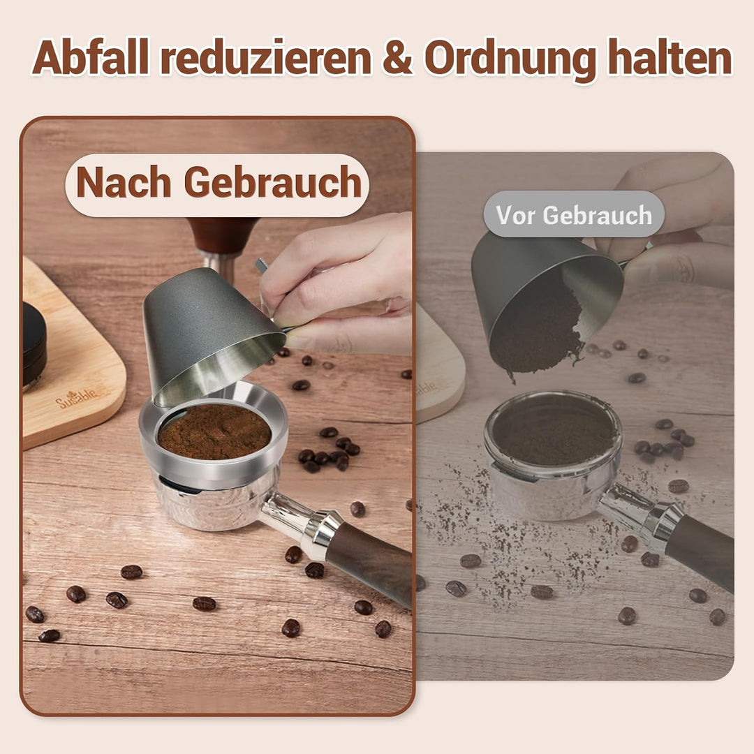 Dosierring 58mm, 304 Edelstahl Espresso Dosiertrichter, Portafilter Trichter mit magnetischen, 58mm