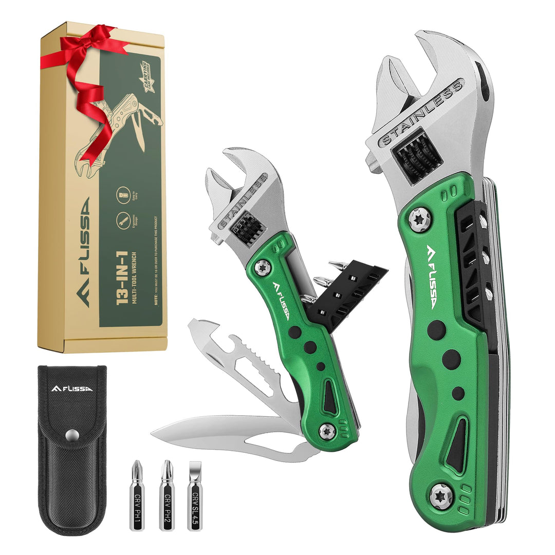 FLISSA 13 in 1 Multitool Schraubenschlüssel, Verstellbarer Multifunktionsschlüssel mit Messer, Campi
