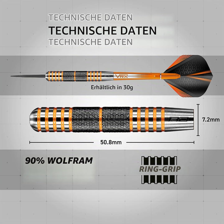 RED DRAGON Amberjack Series Steel Profi Dartpfeile Steeldarts Set mit Flights und Schäfte 30.0 Gramm