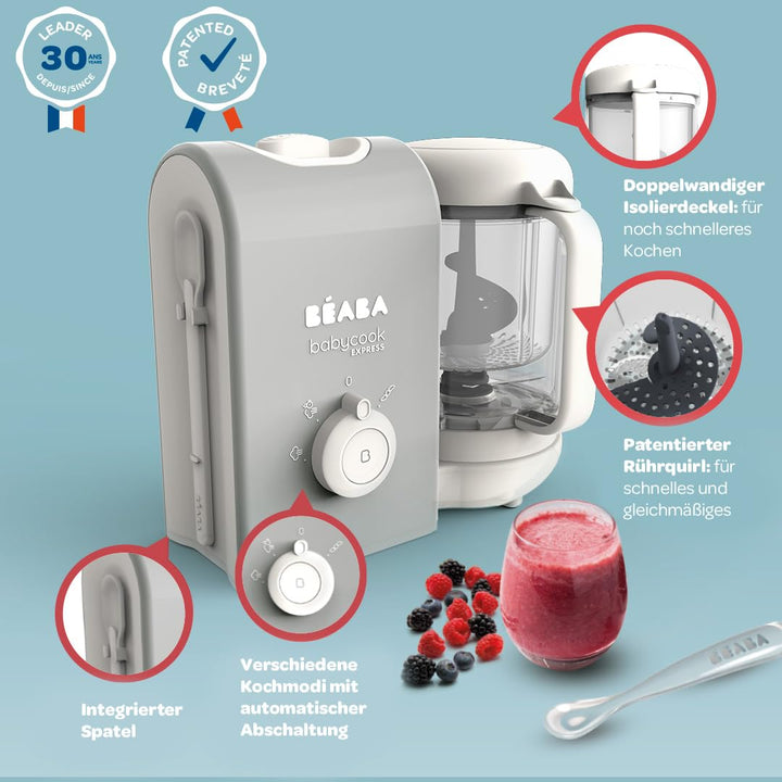BEABA, Babycook Express, 4 in 1 Babynahrungszubereiter, schnelles Kochen: weniger als 15 Min, Mixen,