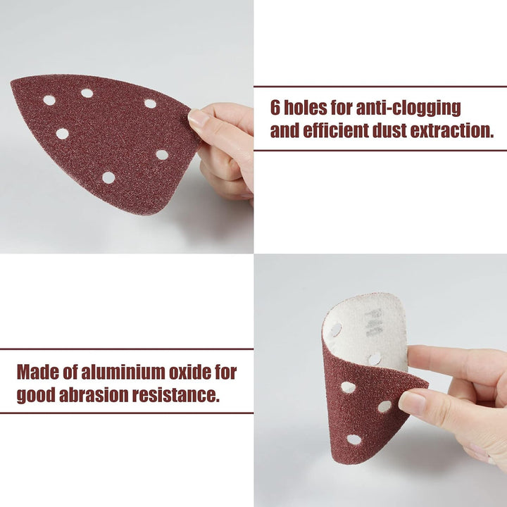 SPEEDWOX 30 Stück Maus-Detailschleifer Schleifpapier 6 Loch, Körnung 40, Haken- und Schlaufen-Detail