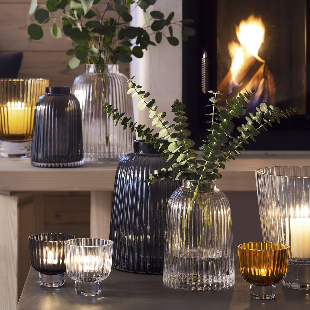 LSA Pleat Vase H20cm Grau Höhe 20 cm Grau, Höhe 20 cm Grau