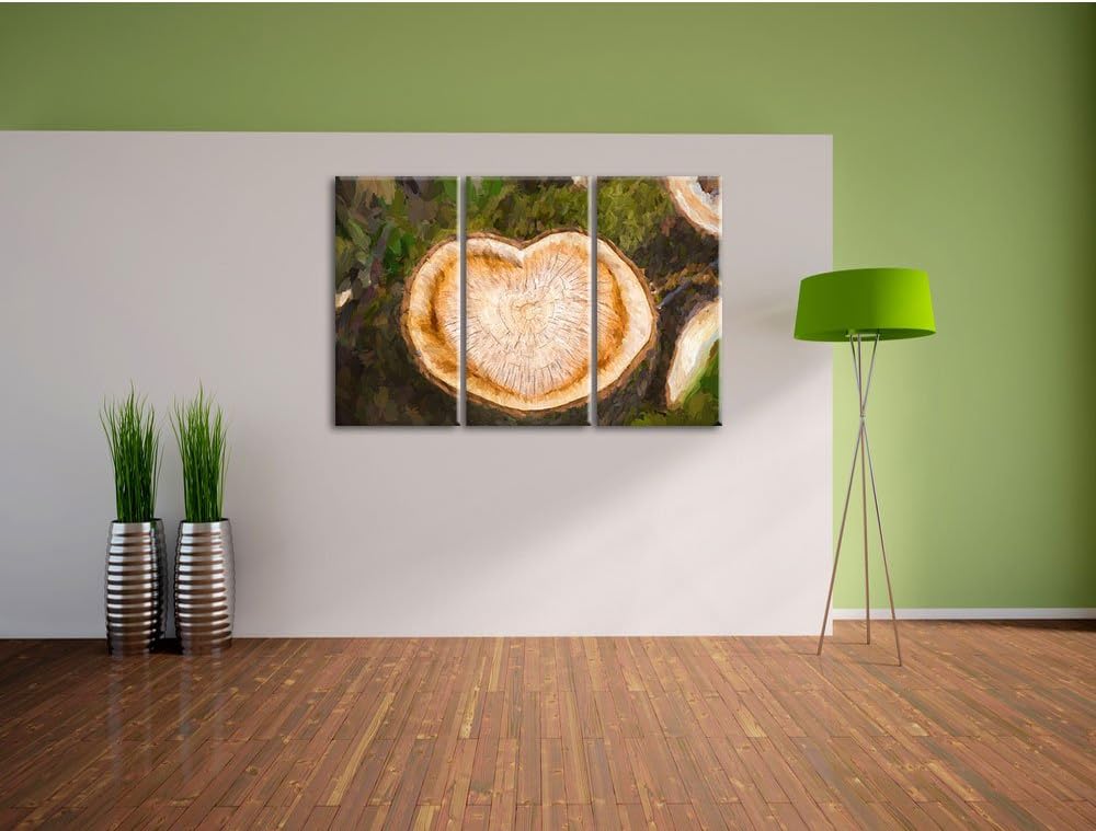 Pixxprint Jahresringe am Baumstamm als Leinwandbild/Grösse: 3 Teilig (120x80) cm/Wandbild/Kunstdruck