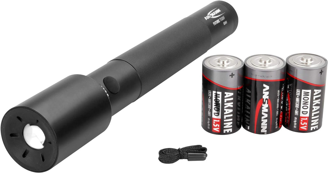 ANSMANN LED Taschenlampe T500F mit 970 Lumen - Handlampe stufenlos fokussierbar, robust, dimmbar, 19
