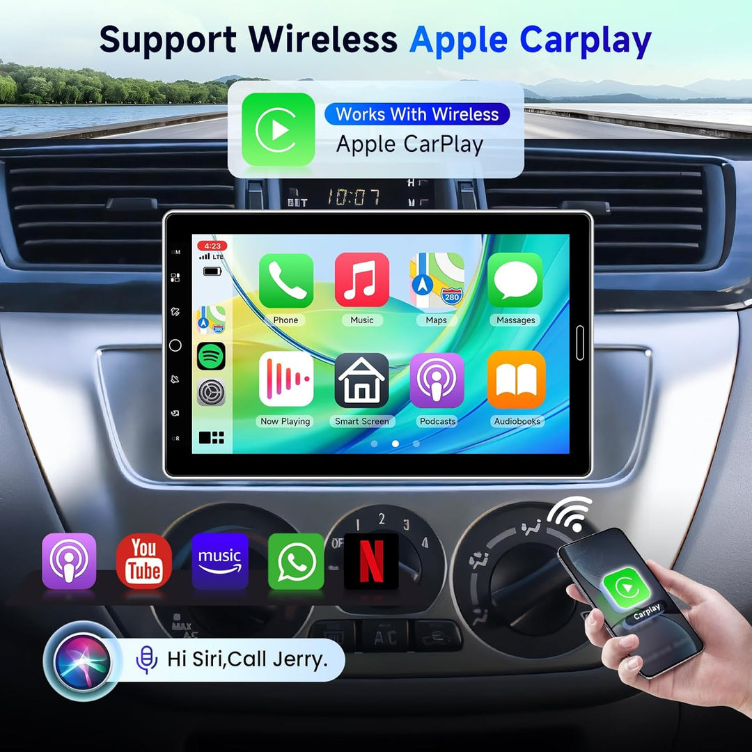 1-Din-Autoradio Kabelloses CarPlay Android Auto, 10,1-Zoll-IPS-Touchscreen drehbar Car Player mit Bl