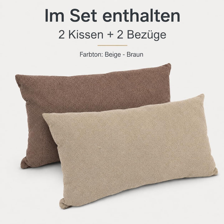 Formalind 2er Set Sofakissen 50x30 cm, Zierkissen 2 Stück, Dekokissen, Couchkissen, 2 Bezüge + 2 Fül