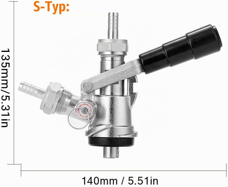 Keg Kegverschluss Zapfkopf Micromatic Korbkeg Typ S, Korb Keg Zapfkopf mit 6 Armaturen Bierfass Ansc