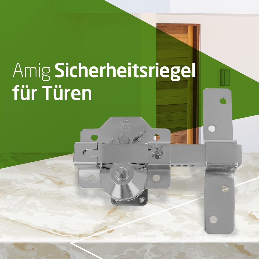 Amig - Aufliegendes Riegelschloss Mod.2, silberfarben, aus glänzendem verchromtem Stahl für Türen |