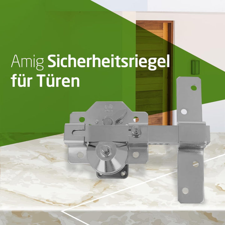 Amig - Aufliegendes Riegelschloss Mod.2, silberfarben, aus glänzendem verchromtem Stahl für Türen |
