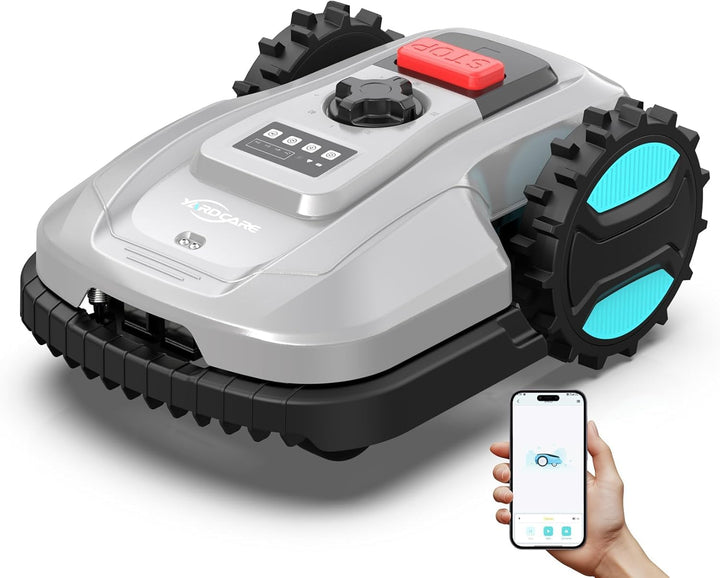 YARDCARE E400 Mähroboter mit App Steuerung, Max. bis zu 400m², 20-60mm Schnitthöhe,Rasenroboter, Reg