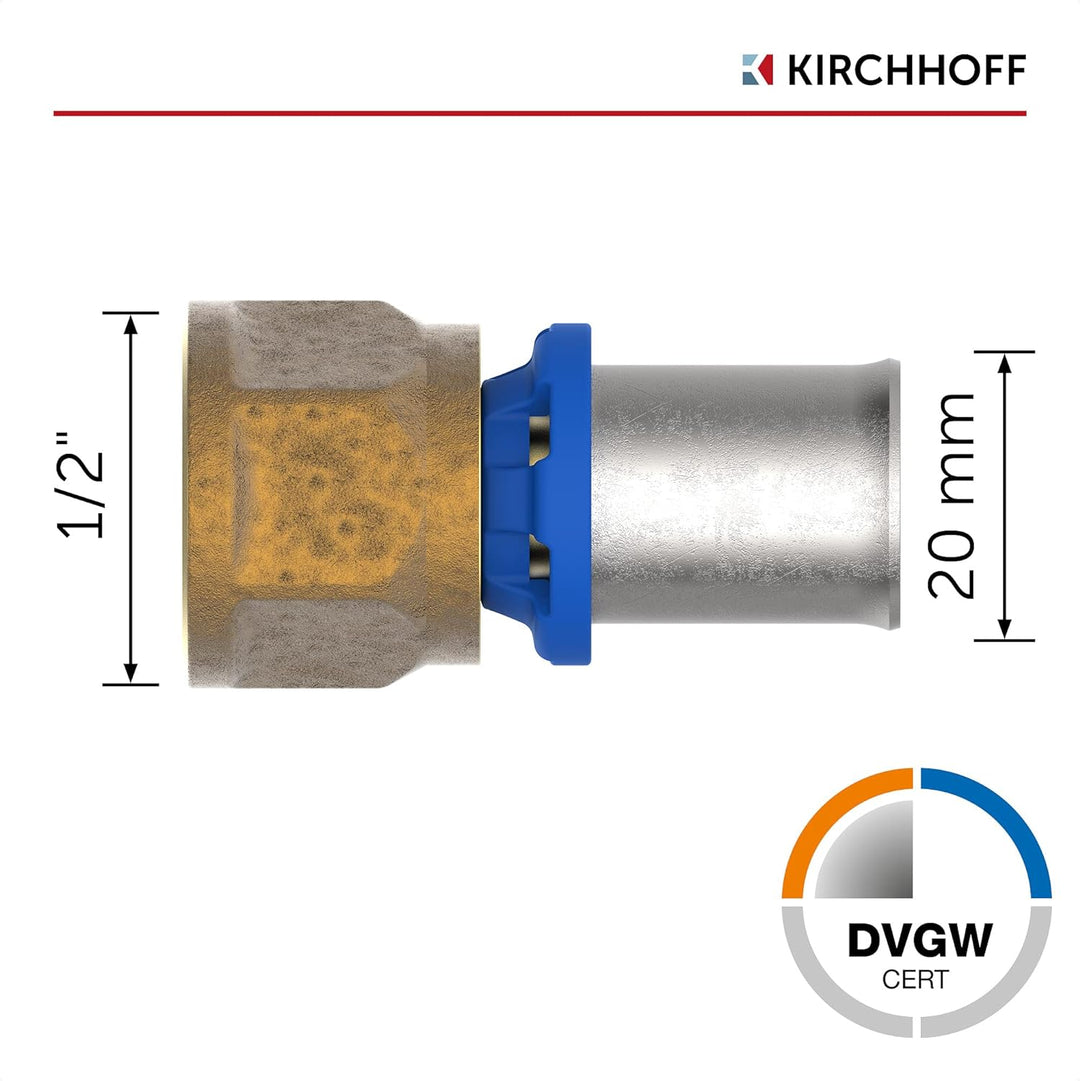 KIRCHHOFF | MSVR Rohr | 5er Set | Pressfitting 20 mm x 1/2" | Aluverbundrohr | für Heizung | Fussbod