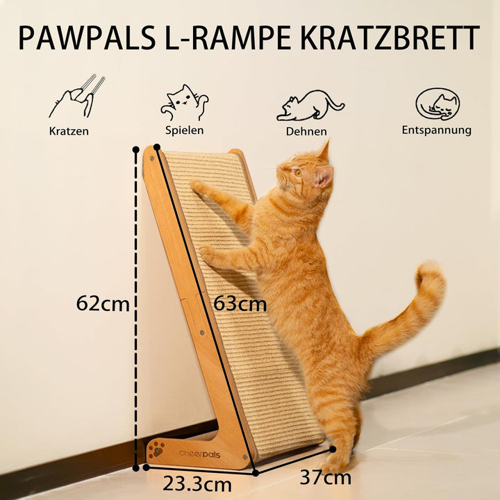 CheerPals Dual-Use Sisal Kratzbrett Katzen- Large 63cm H, Massivholz Buche &amp; Natürliche Sisal Kratzs