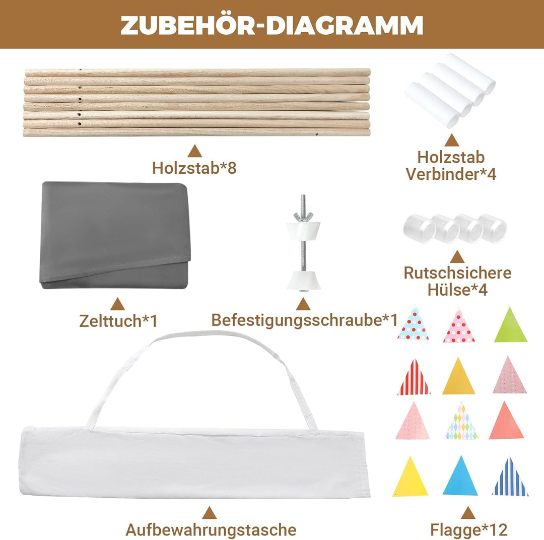 Tipi Zelt für Kinder Kindertipi Spielzelt Faltbares Spielhaus für drinnen oder draussen Für viel Spa